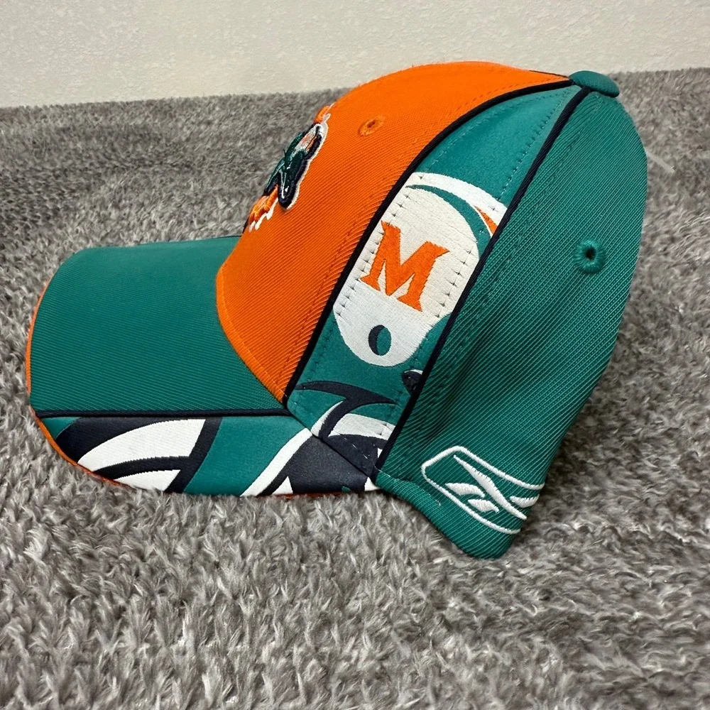 Reebok Miami Dolphins NFL Baseball Hat Fitted Equipment Teal Orange OSFA